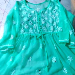 LUCKNAVI  GREEN FROCK TOP