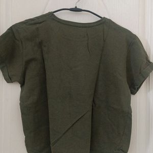 Olive Meow Crop Top