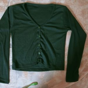 Green Full Sleeves Top For Women