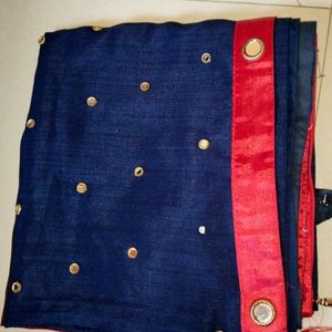 Blue And Red Beautiful Saree