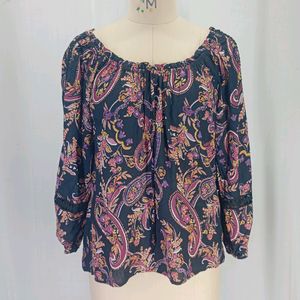 New Paisley Print Lace Top