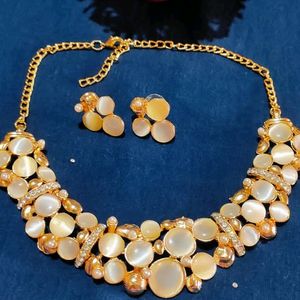 Partywear Rose Gold Designer Necklace Set👌❤