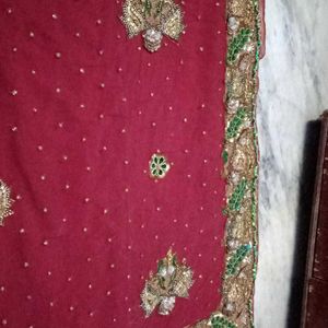 Tomato Dark Red Colour Beautiful Saree