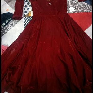 Party Wear Red Gown For 5-6 Years Old