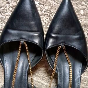 Black Faux Leather Heels