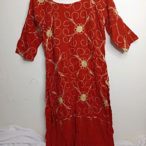 Red And Gold Kurti (Women's)