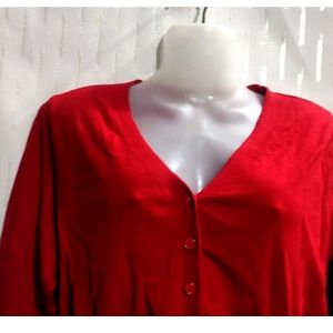 Red Crop Cardigan Sweater for Women's