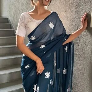 New Printed Georgette Saree