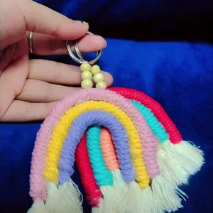 Macrame Mini Rainbow Keychains And Car Keyring