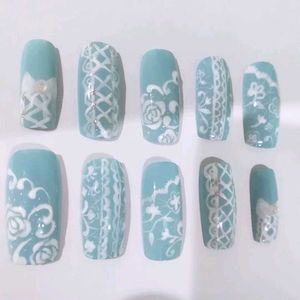 Press On Nails(Blue Lace Corset)