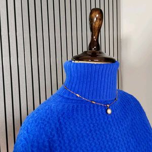 Blue Turtle Neck Woolen Pullover