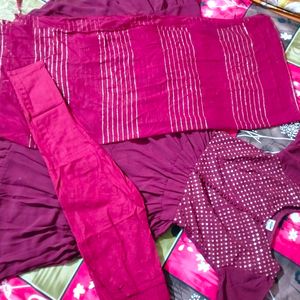 Maroon Flared Frock Pant With Dupatta..