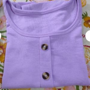 Stylish Front Button Top - Lavender