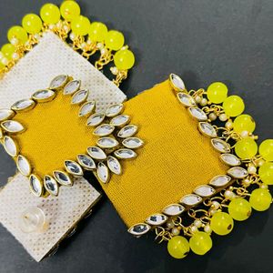 Fancy Fabric Earrings Colour Yellow