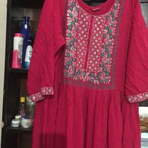 Pink And  Lux Green Kurti Set