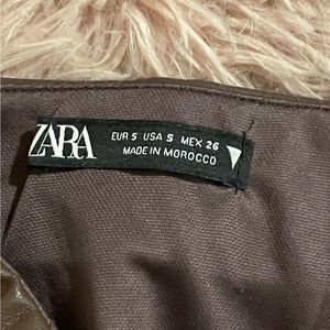 Faux Leather Brown Party Top (body Suit) ZARA