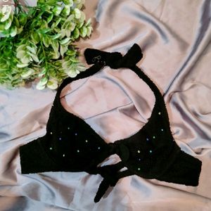 Black Crochet Bra