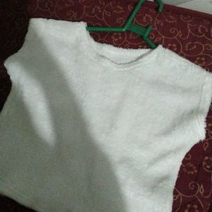 Brand New White Furr Crop Top