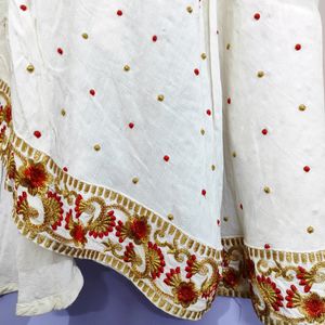 Pretty Cream Anarkali Cotton Kurta