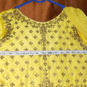 Haldi Ceremony Look Yellow Gown With Net Dupatta