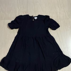 Puff Sleeves Black Dress
