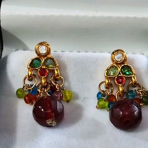 MAROON DESIGNER KUNDAN EARRINGS