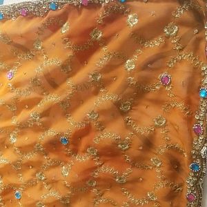 Beautiful Party Wear Chiffon Saree Home Washable