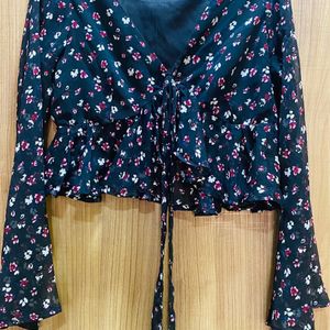 Black Floral Print Women Quiero Top