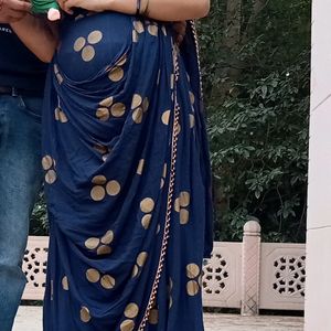 Dhoti Style Ready To Wear Saree With Golden Touch