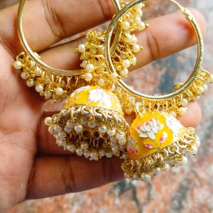 Yellow Meenakari Earrings