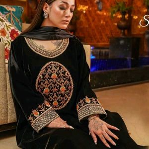 New Velvet Original Pakistani Dress Full Embroider