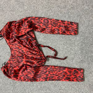 ZARA RED CHEETAH PRINTED CROP TOP