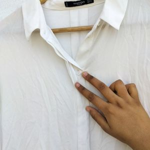 Mango Basic Chiffon White Shirt