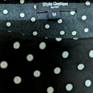 Black And White Polka Dot Stylish Top(Size M)