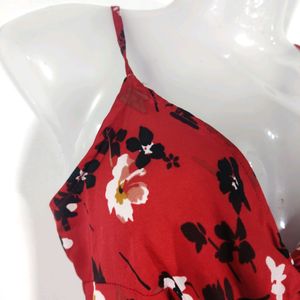 Red Printed Casual Dress (Women)