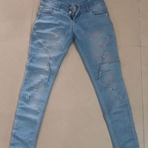 Blue Cut Work Jeans