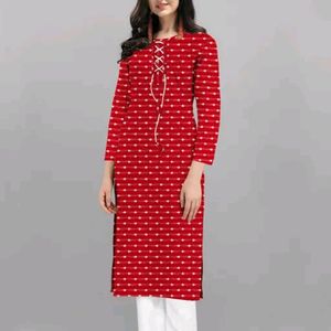 Kurti trouser and white dupatta..(Red)