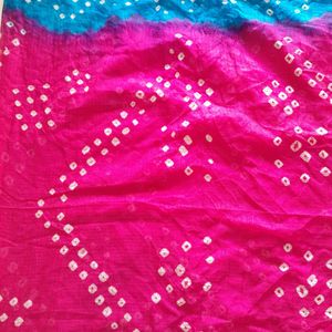 Multi Color Printed Bandini Print Saree (Women's)