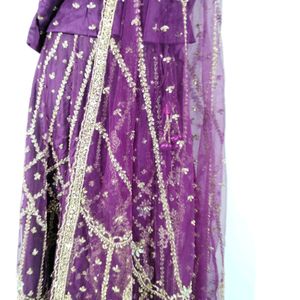 Purple Embroidery Printed Lehanga Choli (Women)