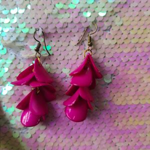 Fuchsia Petal Drop Earrings