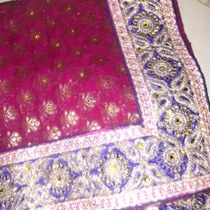 Magenta Colour Heavy Embroidery Saree