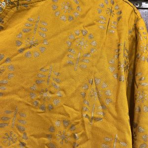 Heavy Yellow Kurta, Palazzo With Up Down Sleeves