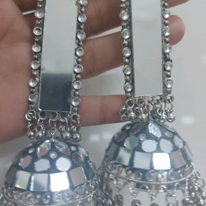 Silver Mirror Jhumka