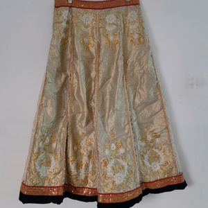 Cream Ethnic Lehenga Set (Women's)