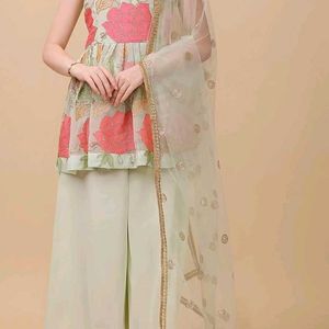 Party Wear Kurta Palazzo -Wedding With Sleeves