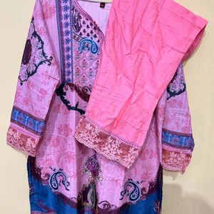 Peach Pakistani Kurta Set Sequins Work