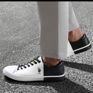 US Polo Men Black & White Sneakers