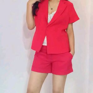 Hot RED blazer Coord Set