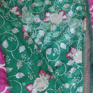 Grenn Party Wear Saree