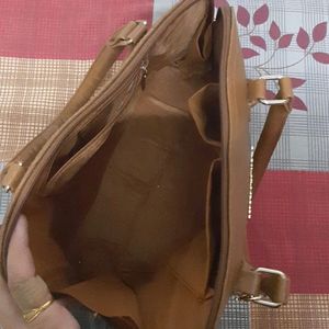 Brown Textured  Handbag For Women